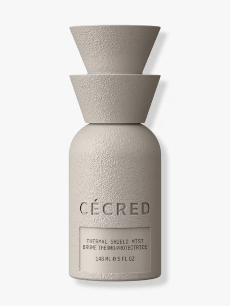 Cécred Thermal Shield Mist greige bottle on light gray background